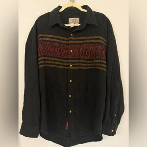 The Territory Ahead Men’s Large Soft Flannel Western Print Long Sleeve Button Up